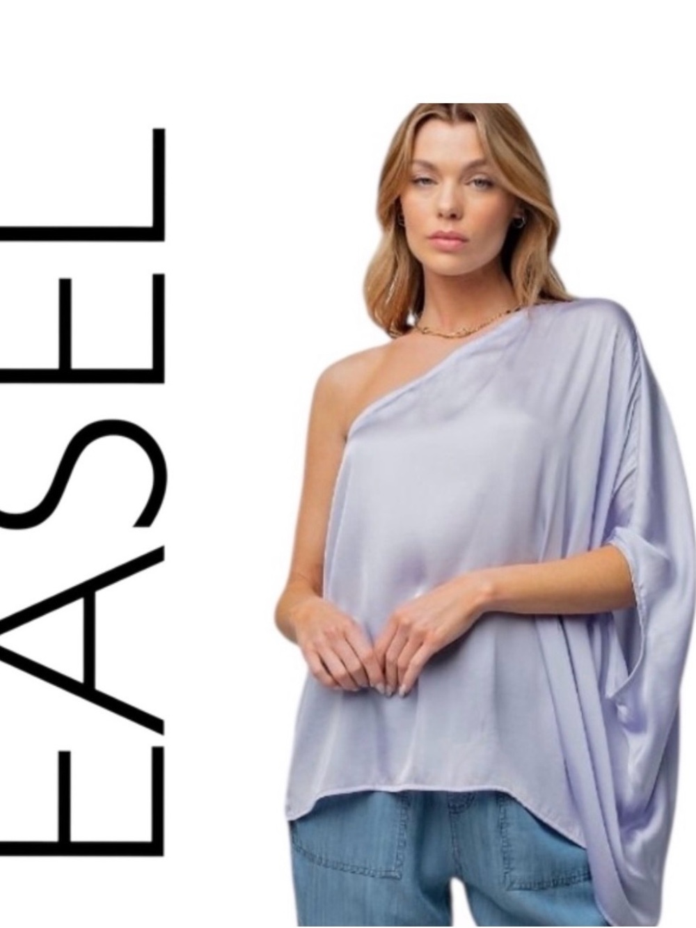 #1292 Easel Flowey One Sleeve Lilac Blouse